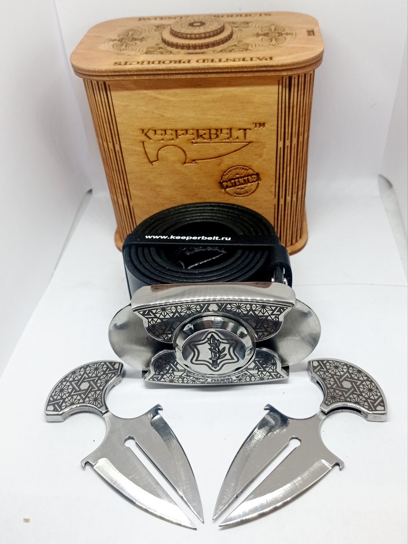 Пряжка-нож пояс «Израиль» - серия «Laser StainlessSteel», натуральная кожа, подарочный комплект Ремень,Сталь,Натуральная кожа,РОССИЯ