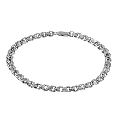 Серебряный браслет, плетение ручной Бисмарк, чернение, ширина 5 мм