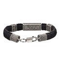 Мужской браслет текстильный с серебряными вставками  Браслет на руку,Серебро,Текстиль,с вставкой Серебряная вставка Черная,Серебряный цвета,с замком Карабинный,РОССИЯ