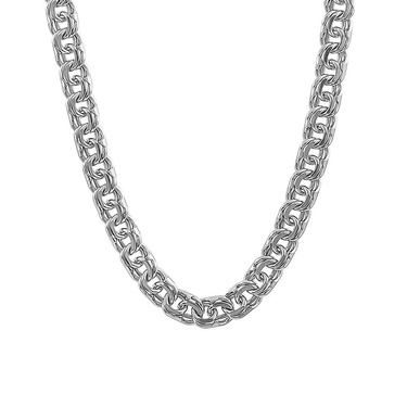 Серебряная цепь, плетение ручной бисмарк покрытие родием, ширина 6,3 мм