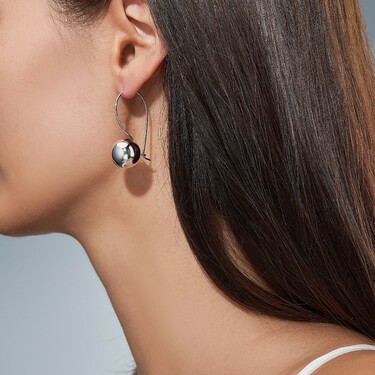 Серебряные серьги Шары 14мм, французкая большая петля, родирование