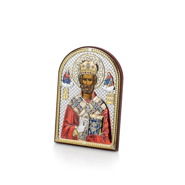 Православная икона Святой Николай Чудотворец 7,5х11 см, серебро, гальваника