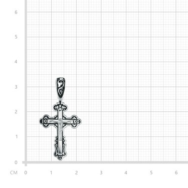 Серебряный мужской крестик, покрытие эмаль черная