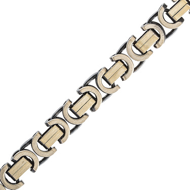 Серебряная мужская цепь, плетение Скобки, покрытие палладий, ширина 0,8 см