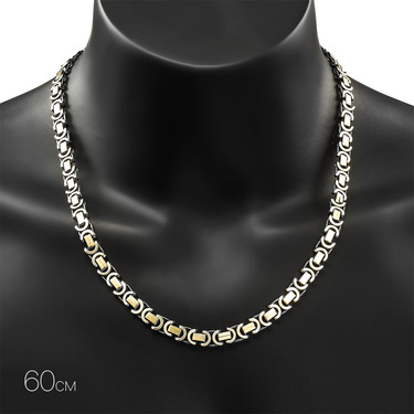 Серебряная мужская цепь, плетение Скобки, покрытие палладий, ширина 0,8 см