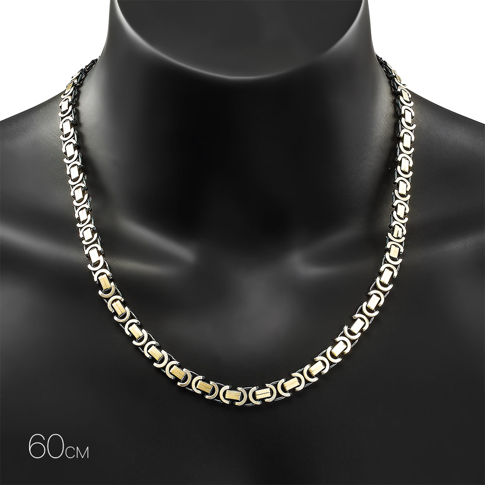 Серебряная мужская цепь, плетение Скобки, покрытие палладий, ширина 0,8 см Цепочка на шею,Серебро,с замком Карабинный,ИТАЛИЯ