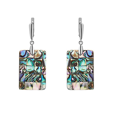 Перламутровые прямоугольные серьги, мозаика