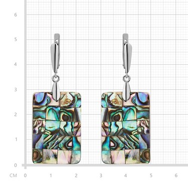 Перламутровые прямоугольные серьги, мозаика