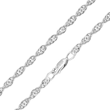 Серебряная цепочка, плетение Кордовое, родированая, ширина 2,5 мм