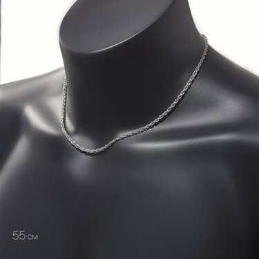 Серебряная цепочка, плетение Кордовое, родированая, ширина 2,5 мм