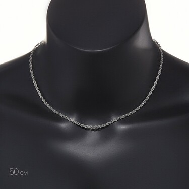 Серебряная цепочка, плетение Кордовое, родированая, ширина 2,5 мм