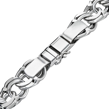 Серебряная мужская цепь, плетение Бисмарк, ширина 0,9 см, в родии