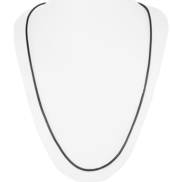 Ювелирный шнурок Гайтан черный, Натуральная кожа 2 мм с серебряным замком, Родирование