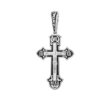 Серебряный мужской крест с черной эмалью