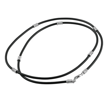 Ювелирный шнурок Гайтан черный, Каучук 2 мм с серебряными вставками и замком, Родирование