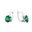 Серьги,Серебро,с вставкой Наноизумруд Зеленая цвета,с замком Английский,РОССИЯ