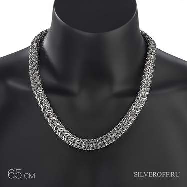Серебряная массивная мужская цепь, плетение Рамзес, родий, замок коробочка, ширина 1,4 см