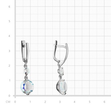 Серебряные серьги с радужным цирконием, покрытие родий