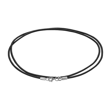 Ювелирный шнурок Гайтан черный, Натуральная кожа 2 мм с серебряным замком