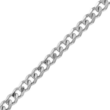 Серебряная цепь панцирного плетения, покрытие родием, ширина 6,4 мм