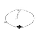 Серебряный женский браслет-цепочка с ониксом и цирконием, родирование Браслет на руку,Серебро,Натуральный камень,с вставкой Белая,Черная цвета,с замком Карабинный,КИТАЙ