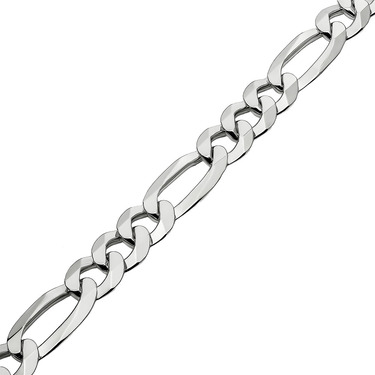 Серебряная цепочка плетение Картье (Фигаро), покрытие родием, ширина 1 см