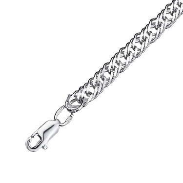 Серебряная цепочка плетение Тройной ромб, покрытие родий, ширина 5 мм