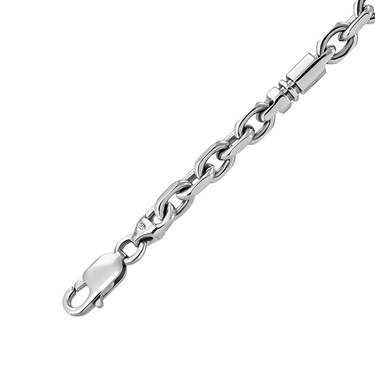 Серебряный мужской браслет, плетение якорное со вставками, родий, ширина 6 мм