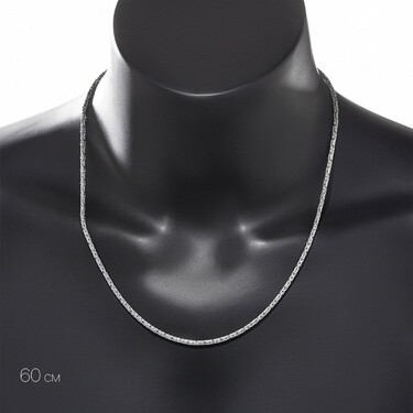 Серебряная цепочка, плетение Лисий хвост, покрытие родий, ширина 2,5 мм