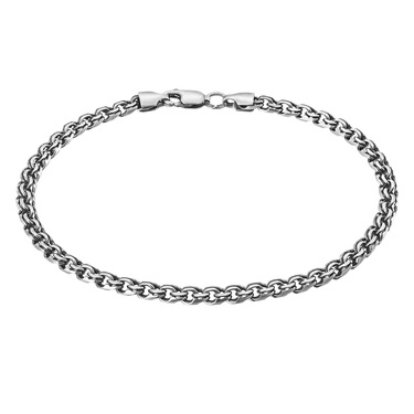 Серебряный браслет плетение Бисмарк, оксидирование, ширина 4 мм