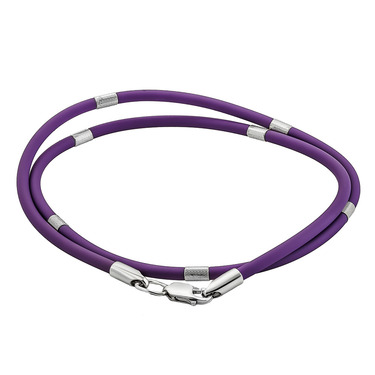 Ювелирный шнурок Гайтан фиолетовый, Каучук 3 мм с серебряным замком, Родирование