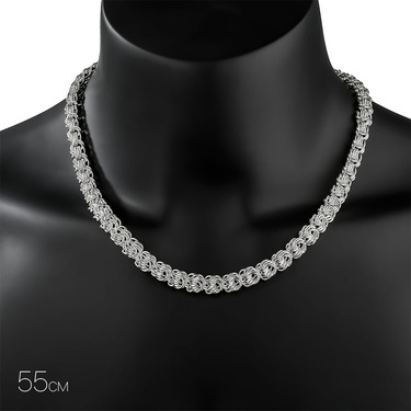 Серебряная цепь, плетение Роза, ширина 0,9 см