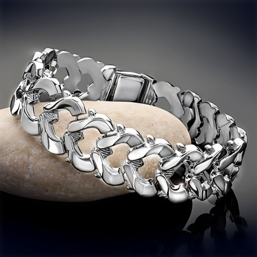 Серебряный браслет, плетение Ролекс, родированный, ширина 1,9 см