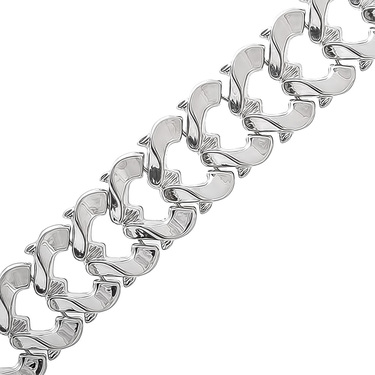 Серебряный браслет, плетение Ролекс, родированный, ширина 1,9 см