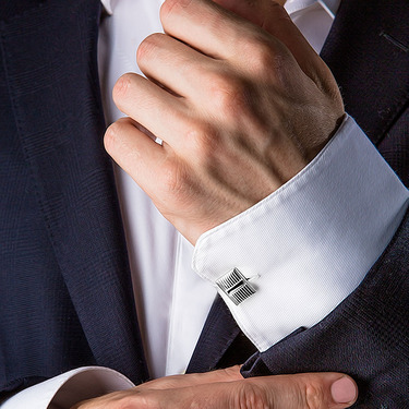 Серебряные запонки с покрытием родием и эмалью