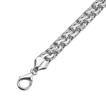 Серебряная цепь мужская, плетение Плоский Бисмарк, ширина 7,9 мм