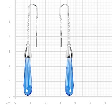 Серебряные длинные серьги Протяжки / Продевки / Цепочки / Кристаллы из ювелирного стекла, родий