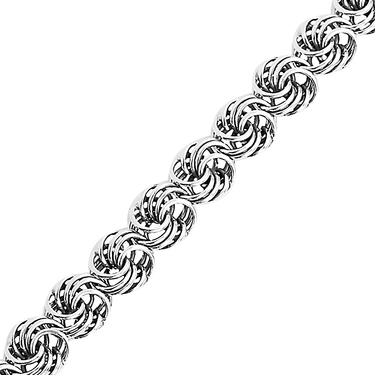 Серебряный мужской браслет, плетение Роза  с чернением, ширина 0,8 см