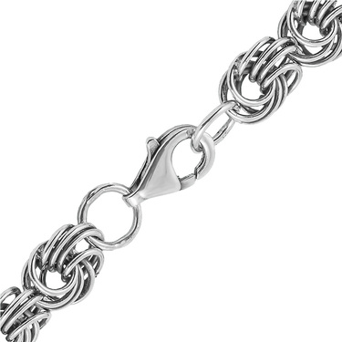 Серебряный мужской браслет, плетение Роза  с чернением, ширина 0,8 см