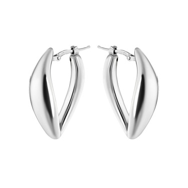 Серебряные серьги овальной формы, покрытие родий