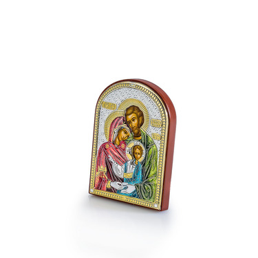 Православная икона Святое семейство 4,5х6,5 см, серебро, гальваника