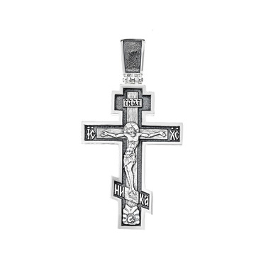 Серебряный мужской православный крест с чернением