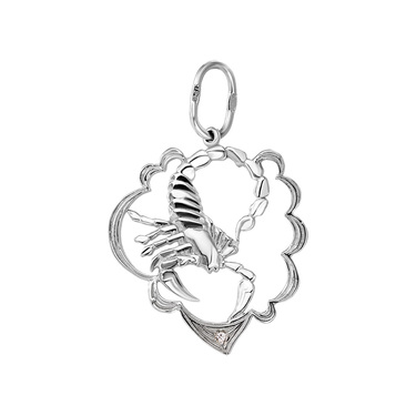 Серебряная подвеска с фианитом и родием, Скорпион