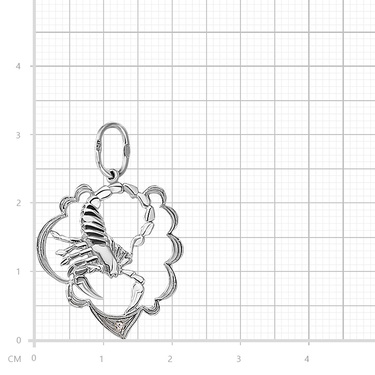 Серебряная подвеска с фианитом и родием, Скорпион
