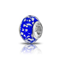 Серебряный шарм перлина на браслет  Шарм,Перлина,Серебро,с вставкой Муранское стекло Белая,Синяя цвета,РОССИЯ