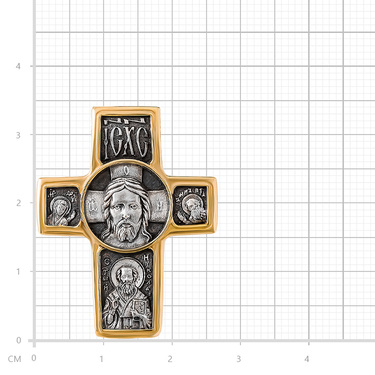 Серебряный мужской православный крест, чернение с позолотой