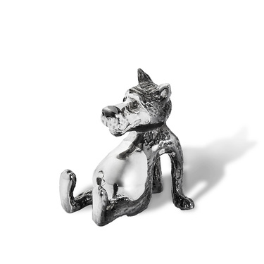 Серебряная фигурка волка из мультфильма, черный/белый родий