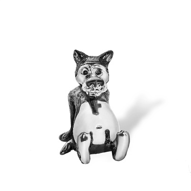 Серебряная фигурка волка из мультфильма, черный/белый родий