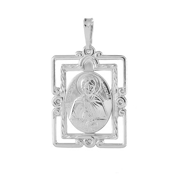 Серебряная подвеска иконка св. Александр Невский в рамке