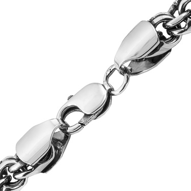 Серебряная мужская цепь, плетение круглый Бисмарк, более 100 грамм, чернение, ширина 0,9 см